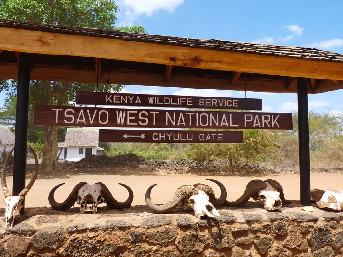 The Chyulu Gate entrance to Tsavo West National Park